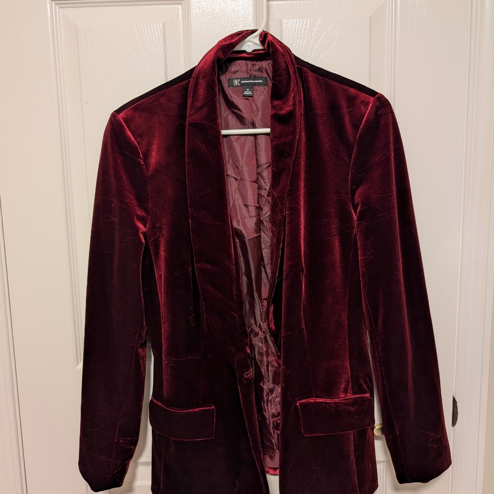 INC International Concepts Velvet Wine Jacket